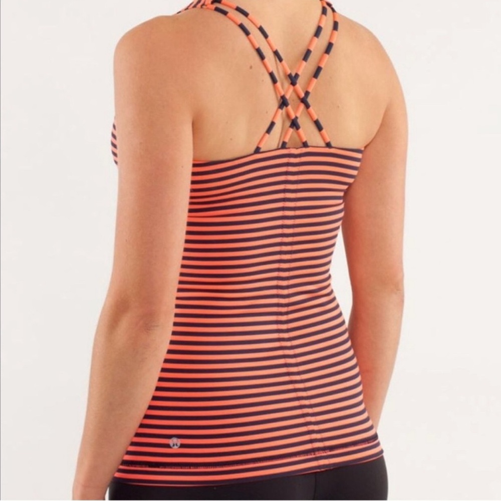 Lululemon Free To Be Race Tank Size 8 Orange Navy
